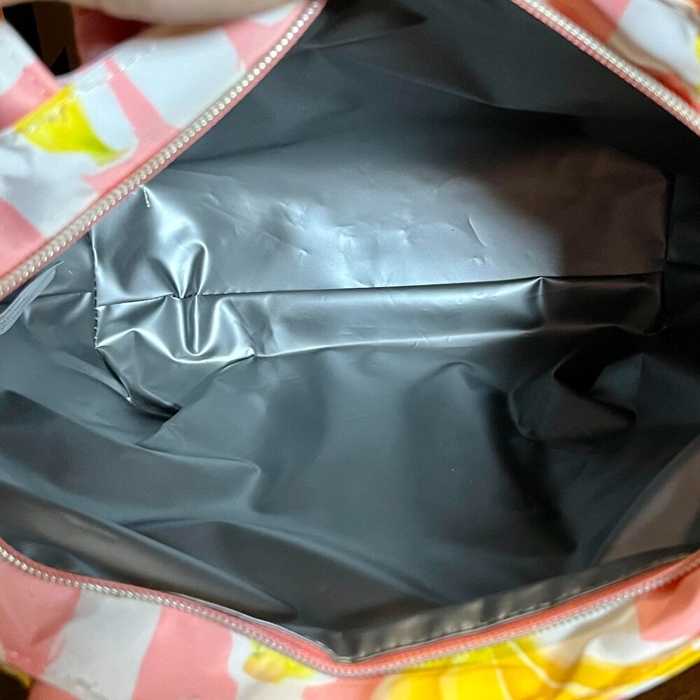 New With Tags! Betsey Johnson Pink Banana Striped Insulated Lunch Tote Bag - Picture 10 of 10